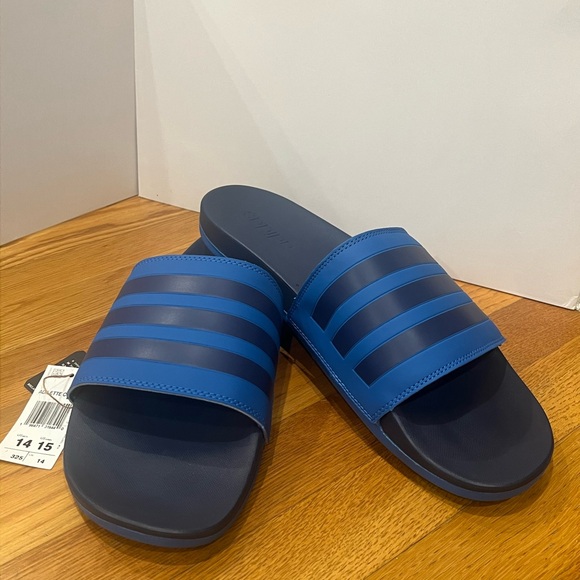 Adidas Men's Navy and Royal Blue Slide Sandals - Picture 1 of 7